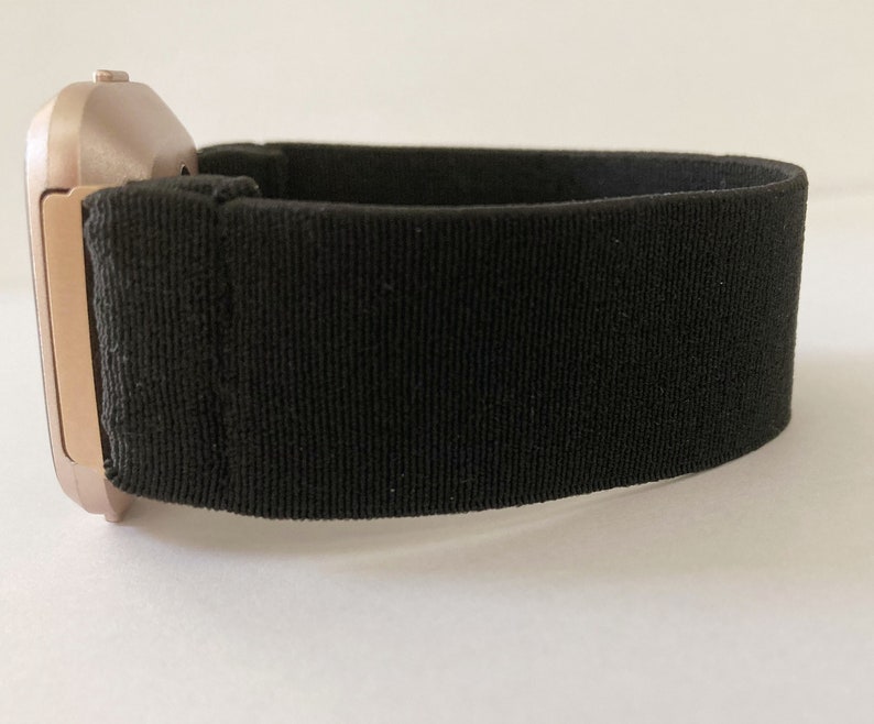 Elastic Fitbit Versa 1 ,2 and Lite watch band - New style handmade elastic band for iwatch Black bands image 1