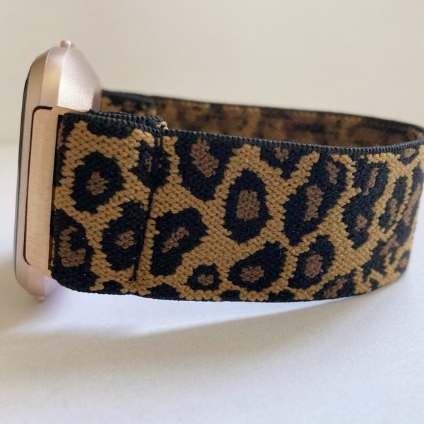 Fitbit Versa 4/3/2/1  and Fitbit sense Fitbit Lite bands Elastic Stretch Fitbit Versa  Watch Band Leopard Print Watch