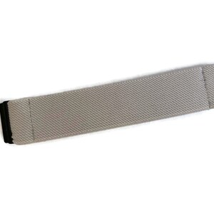 May include: A gray elastic watch band with black metal clasps.