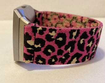 Elastic watch band for Fitbit Ionic Watch band Boho Hippie pink leopard iwatch band handmade