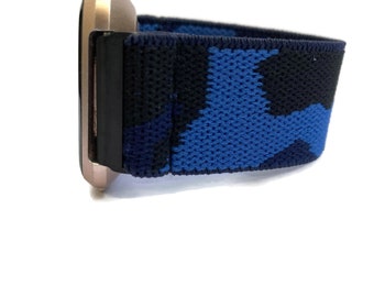Fitbit Versa 4/3/2/1 Fitbit sense and Fitbit Lite bands Elastic Stretch Fitbit Versa  Watch Band blue camo