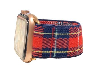 Elastic  Apple watch band for Apple Watch 38mm 40mm 41mm 42mm 44mm 45 mm 49mm plaid Models 1 - 10, SE, Ultra Watch Bands