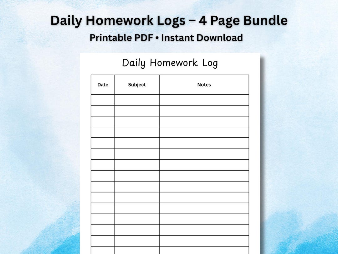 Homework Assignment Tracker Log for Students Teachers Parents ...