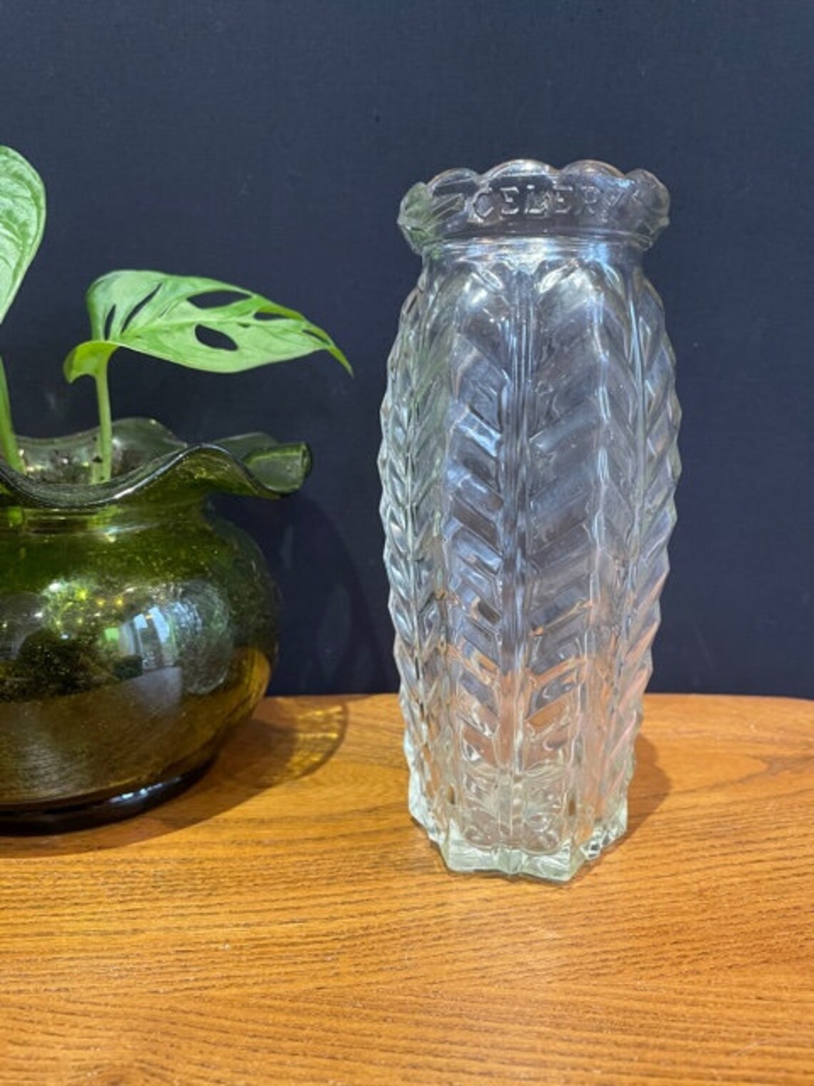 Fabulous Vintage Glass celery Jar Vase mid century 1950s Etsy