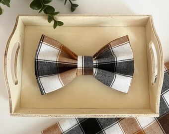 Checkered Dog Bow Tie, Bows for Dog Collar, Dog Accessory For Fall, Dog Bow Tie, Accessories for Dogs Collars, Thanksgiving Bow Tie for Dogs