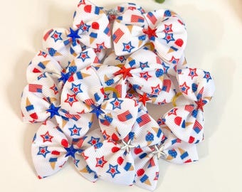 Fourth of July Bows, Patriotic Puppy Accessories, Pack of 15 Bows