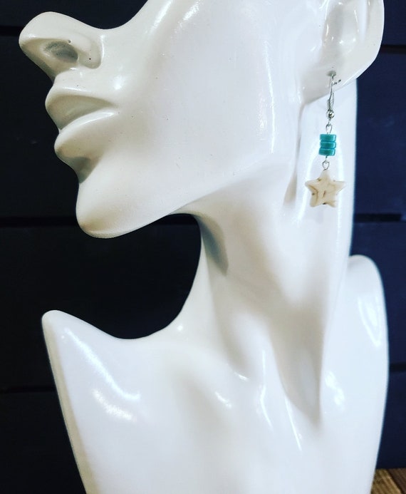White & Turquoise Howlite Earrings