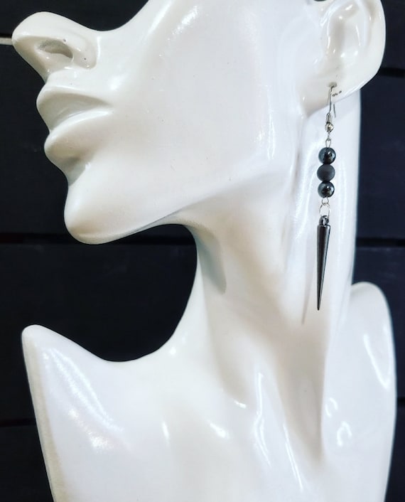 Silver Agate & Hematite Earrings