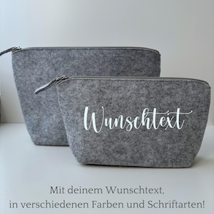 Kosmetiktasche Personalisiert Filz mit Wunschtext | Geschenk Frau | individuell | Schminktasche | Geburtstag | Beste Freundin Kulturtasche