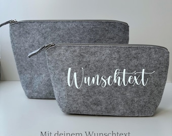 Gepersonaliseerde make-uptas van vilt met uw gewenste tekst | Cadeau voor vrouwen | gepersonaliseerd | Make-uptas | Verjaardag | Toilettas voor beste vriendin