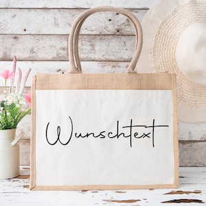 Personalized jute bag with desired text, desired color, gift for women, individually printed jute bag, gift idea, shopping bag, shopper jute