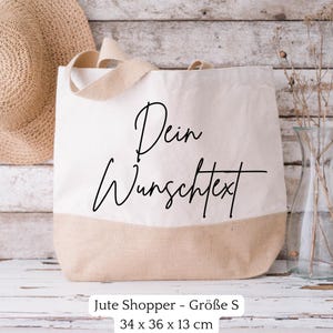 Jutebeutel personalisiert mit Wunschtext Wunschfarbe Geschenk Frau individuell Jutebeutel bedruckt Geschenkidee Einkaufstasche - Größe S