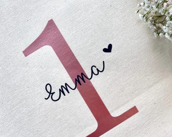 Imagen termoadhesiva para cumpleaños, nombre, edad | niño | termoadhesiva | número | texto personalizado, nombre personalizado, color personalizado | Camiseta textil personalizada
