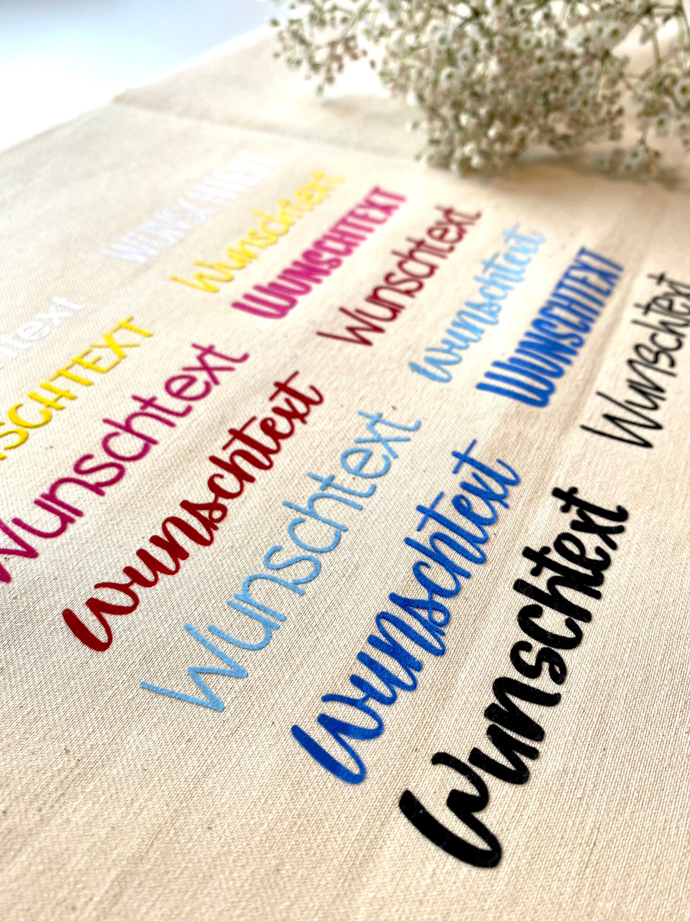 Imagen termoadhesiva flocada personalizada con el nombre y el texto deseados | Idea de regalo DIY con pegatinas textiles