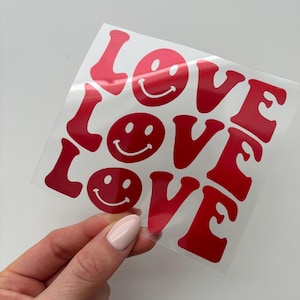 Love Smiley iron-on image | Iron-on motif iron-on application iron-on image Valentine&#39;s Day T-shirt statement shirt DIY Love iron-on image homemade
