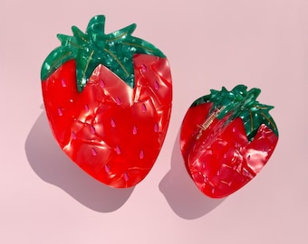 Strawberry Claw Clip: Cellulose Acetate Hair Accessory