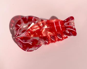 Lobster claw clip // cellulose acetate hair accessory, New England seafood hair clip, Coastal style
