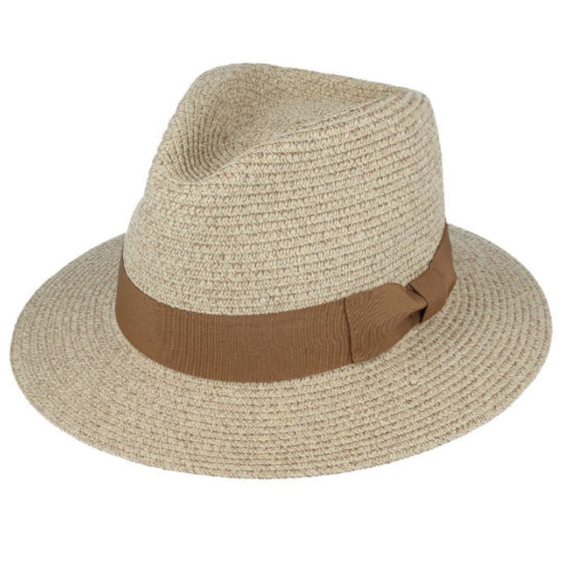 Armycrew Lightweight Paper Straw Fedora Hat With Feather & Ribbon – Sizes M/L/XL