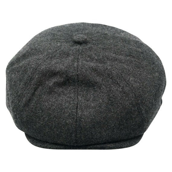 Hats of London Mens Newsboy Cap 8 Panel Grey Tweed Baker Boy Flat Cap
