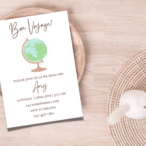 Going Away Party Invitation, Bon Voyage Party Invitation, Moving Away Party Invitation, Editable Bon Voyage Invitation, Another Adventure