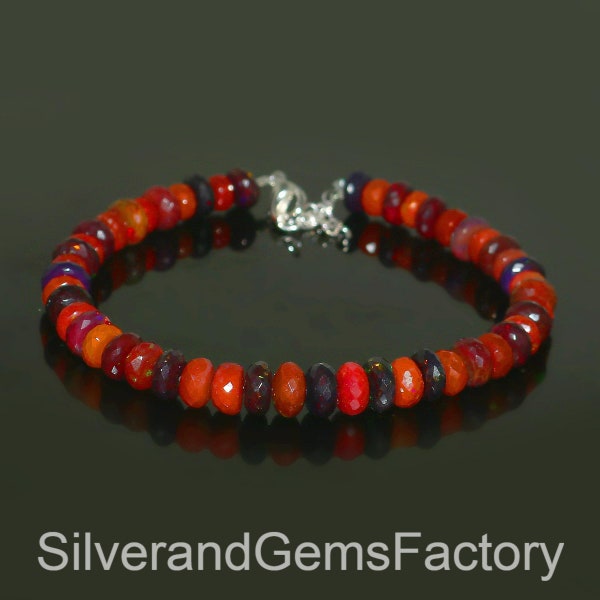 Ethiopian Opal Bracelet | Rondelle Bracelet | Natural Opal Beads | Aesthetic Jewelry | welo Fire Opal Jewelry vivienne westwood Bracelet 8"