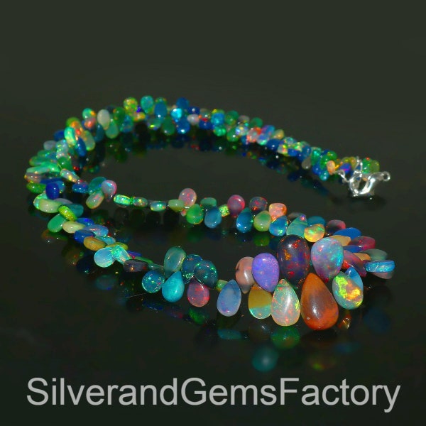 Ethiopian Opal Necklace | vivienne westwood Multicolor Necklace | Briolette Necklace | Precious Handmade Jewelry Opal Partywear Jewelry Sale