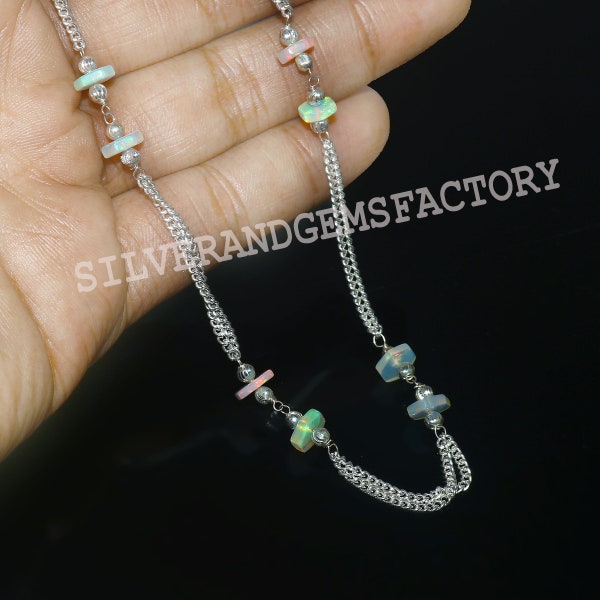 Opal Beads | Rainbow Jewelry| vivienne westwood Necklace | Real Opal Necklace | Galaxy Fire Opal | Opal Necklace | Handmade Precious Opal