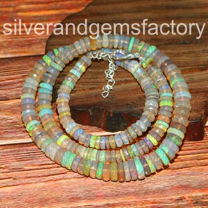 Natural Opal Beads, Smooth Tyre, White Opal Beads, Minimalist Opal, Opal Gemstone, Fire Opal Beads, Welo Opal Necklace, Gift For Sister