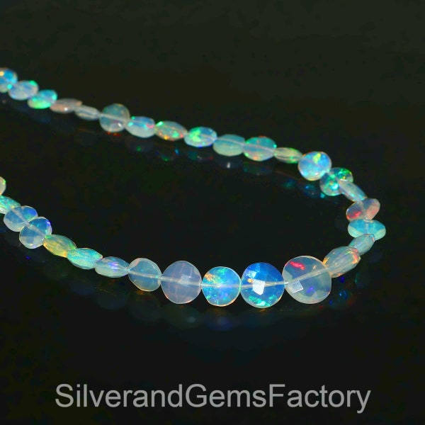 Ethiopian Opal Necklace | Coin Necklace Real Opal Beads Matrix Handmade Jewelry | Flashy Opal Jewelry vivienne westwood Necklace 17"