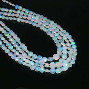 Ethiopian Opal Beads, Faceted Coin, White Opal Beads, Natural Opal Beads, Opal gemstone, Minimalist Opal, Handmade Jewelry, Gift For Friend