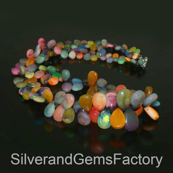 Ethiopian Opal Necklace | vivienne westwood Necklace 17" Briolette Necklace | Precious Opal Jewelry Sale Partywear Necklace Handmade jewelry
