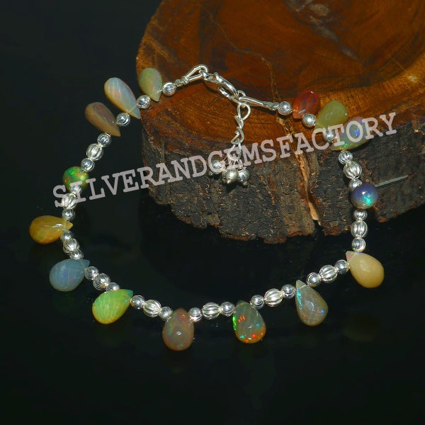 Ethiopian Opal Beads : handmade Bracelet 8" Multicolor bracelet | opal bracelet | vivienne westwood Bracelet | Gemstone jewelry | van cleef