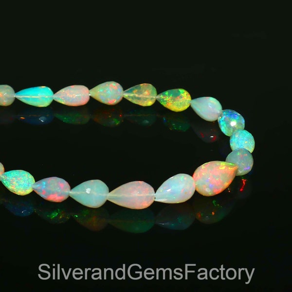 Ethiopian Opal Necklace | Teardrop Necklace Natural Opal Beads | Handmade Jewelry | Rainbow Fire Opal Jewelry vivienne westwood Necklace