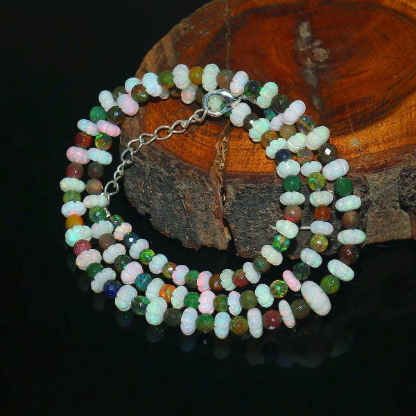 Handmade Ethiopian Opal Necklace - vivienne westwood necklace - Pumpkin Opal Necklace - Aesthetic Jewelry Sale - Precious Gemstone 17"