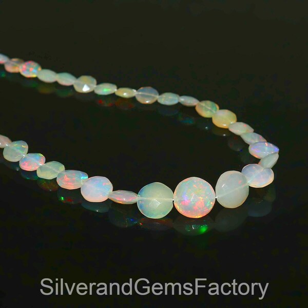 Ethiopian Opal Necklace coin Necklace Real Opal Beads Matrix Handmade Jewelry | Flashy Opal Jewelry vivienne westwood Necklace 17" Rainbow