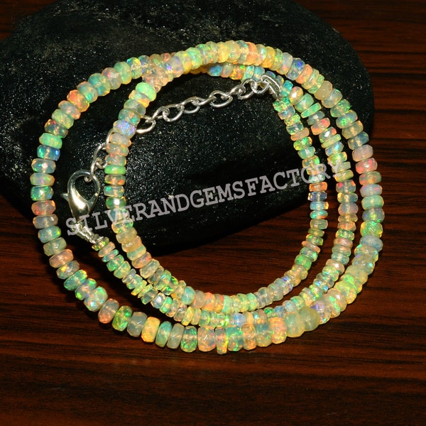 Ethiopian Opal Beads | Natural Opal Beads | Faceted Opal Beads | Multi Fire Opal Beads |Wholesale Opal Beads |Jewelry Beaded Necklace 4-5 mm
