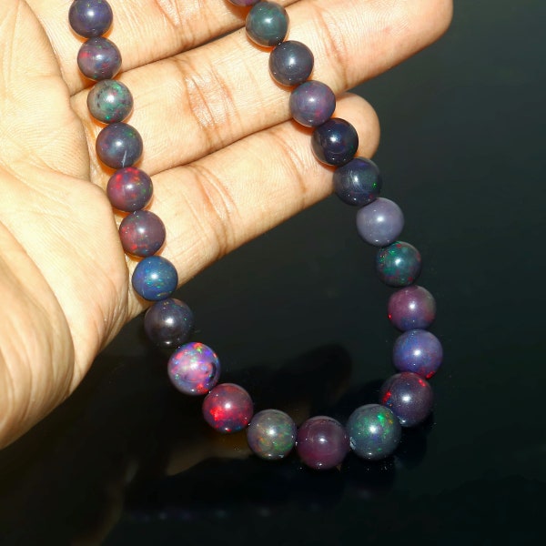 Ethiopian Opal Beads | Smooth Opal Balls |  vivienne westwood necklace| Beaded Opal Necklace | Galaxy Fire Opal | Gemstone Jewelry Sale