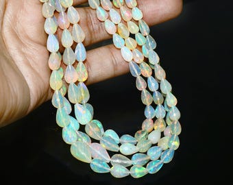Natural Ethiopian Opal Teardrop Beads, Faceted Nuggets, Yellow Gemstone Jewelry