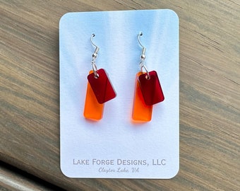 Virginia Tech Colors Hokie Acrylic Small Rectangle Earrings