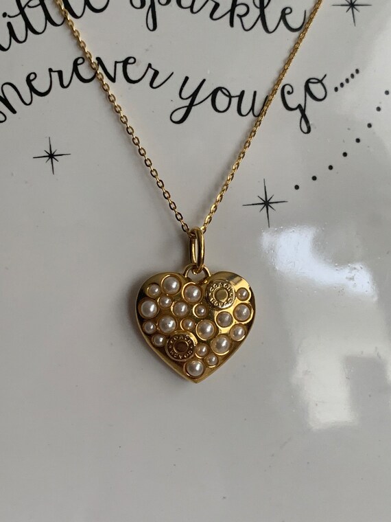 Authentic Gold Coach Script Heart Pendant/Necklace - image 2