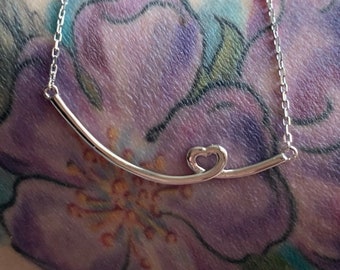 Platinum & Sterling Silver Heart Smile Necklace