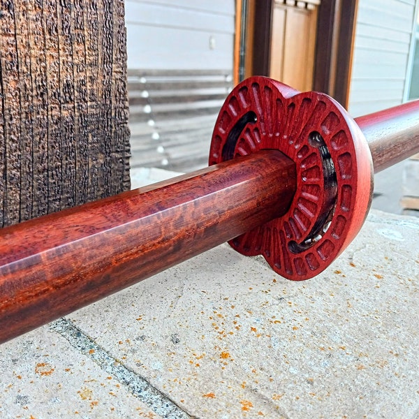 Heavy Suburito and Tsuba in Figured Ipe with Bloodwood Accents