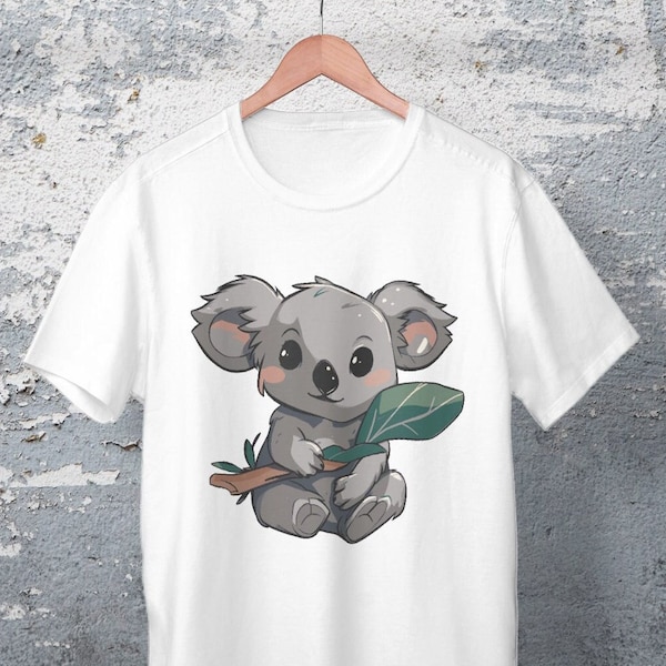 Image thermocollante - Koala avec branche - Impression DTF - Peut être pressé directement sur le tissu