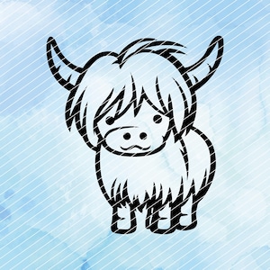 Plotter file Highland Cattle Cow Scotland - Clipart Digistamp SVG vector graphics - Digital download files for printing and plotting