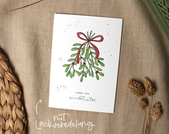 Weihnachtskarte "under the mistletoe " / DIN A6