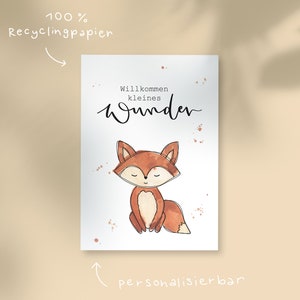 Folding card fox / birth / DIN A6