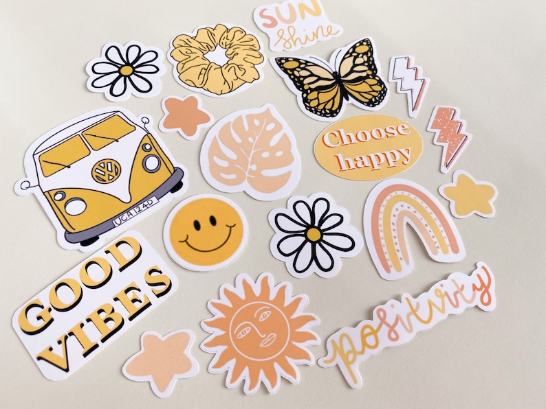 Yellow VSCO Cute Trendy Aesthetic Sticker Pack 17 Etsy