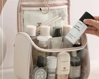 Klare Reise-Make-up-Tasche mit Kleiderbügel, große Kapazitäts-Toilettenkosmetik-Organizer, niedliche Make-up-Tasche, Geschenk für Sie und Ihn, Reisebedarf