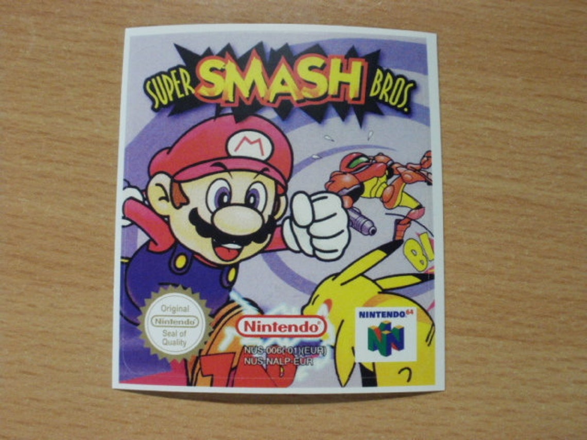 Nintendo 64 Super Smash Bros Replacement Label Decal Sticker Cartridge ...