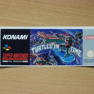 Sticker étiquette de remplacement Turtles in Time IV Nintendo SNES prédécoupée